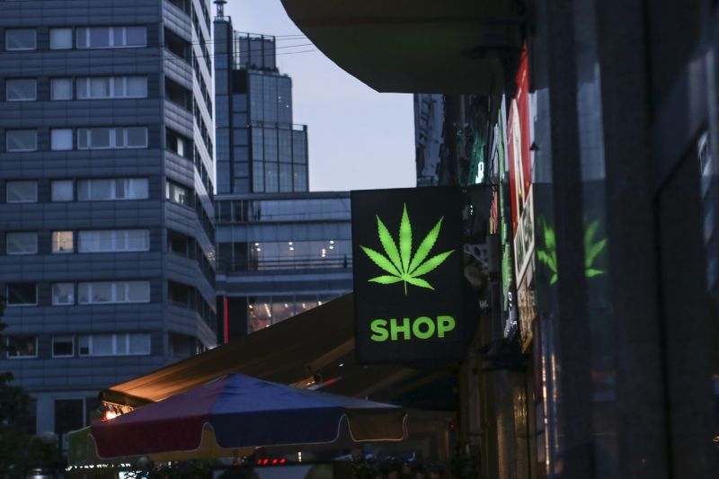 The Grove dispensary sales floor in Las Vegas during the overnight Night Owl discount hours.