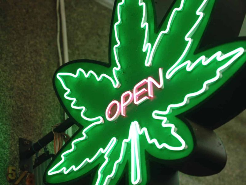 Neon Open cannabis sign