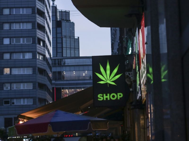 The Grove dispensary sales floor in Las Vegas during the overnight Night Owl discount hours.